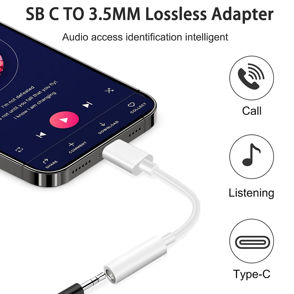 Audio adaptér USB-C - 3.5mm Techsuit AC18 MusicBox, Bílý, Sada 2 kusy
