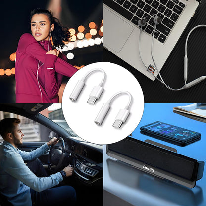 Audio adaptér USB-C - 3.5mm Techsuit AC18 MusicBox, Bílý, Sada 2 kusy