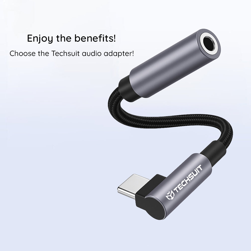 Adaptér Audio USB-C - 3.5mm Techsuit AC7 MusicDox, Šedý