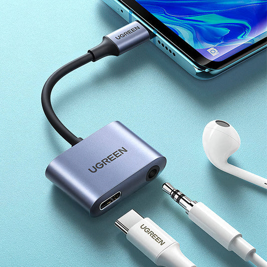 Audio adaptér USB-C - 3.5mm / USB-C UGREEN CM231, Šedý