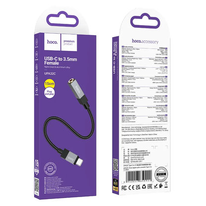 USB-C audio adaptér - 3,5 mm HOCO UPA32C, černý
