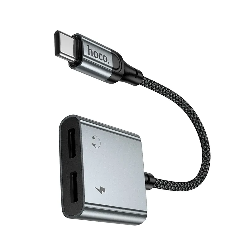 USB-C audio adaptér - USB-C / USB-C HOCO UPA34A, šedý
