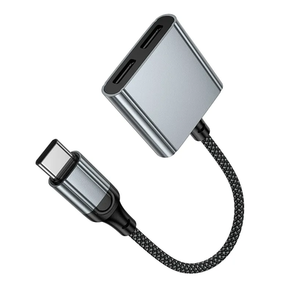 USB-C audio adaptér - USB-C / USB-C HOCO UPA34A, šedý
