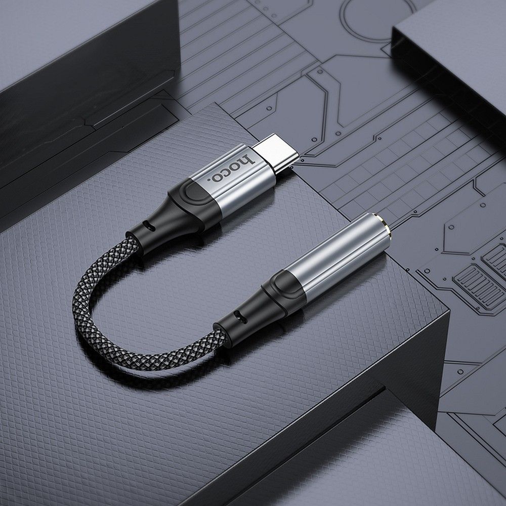 Audio adaptér USB-C - 3.5mm HOCO LS36, šedý