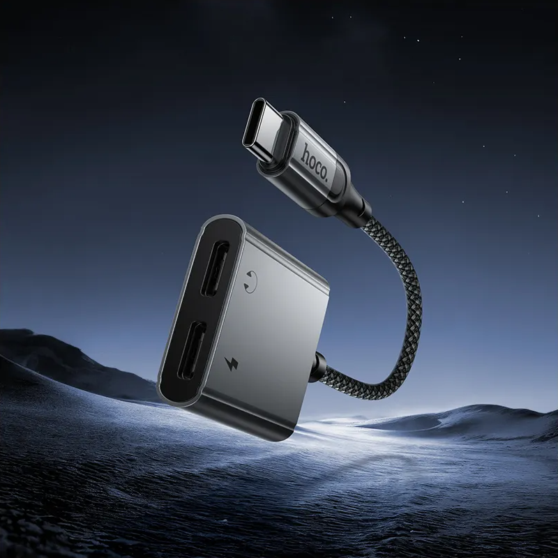USB-C audio adaptér - USB-C / USB-C HOCO UPA34A, šedý