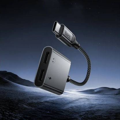 USB-C audio adaptér - USB-C / USB-C HOCO UPA34A, šedý