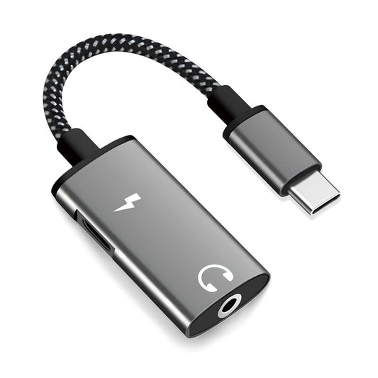 Audio adaptér USB-C - USB-C / 3.5mm Techsuit AC22 AcustiCore, šedý