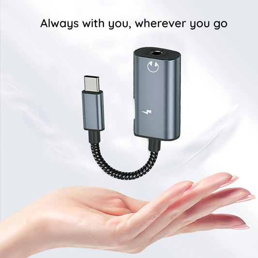 Audio adaptér USB-C - USB-C / 3.5mm Techsuit AC22 AcustiCore, šedý