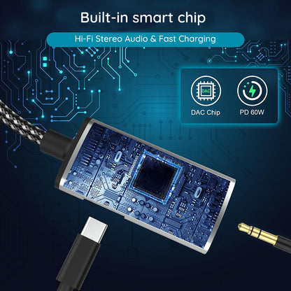 Audio adaptér USB-C - USB-C / 3.5mm Techsuit AC22 AcustiCore, šedý