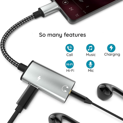 Audio adaptér USB-C - USB-C / 3.5mm Techsuit AC22 AcustiCore, šedý