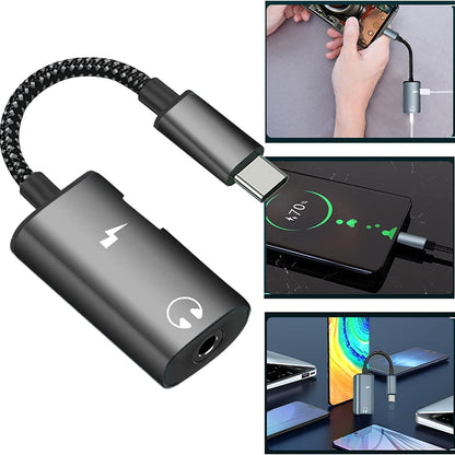 Audio adaptér USB-C - USB-C / 3.5mm Techsuit AC22 AcustiCore, šedý
