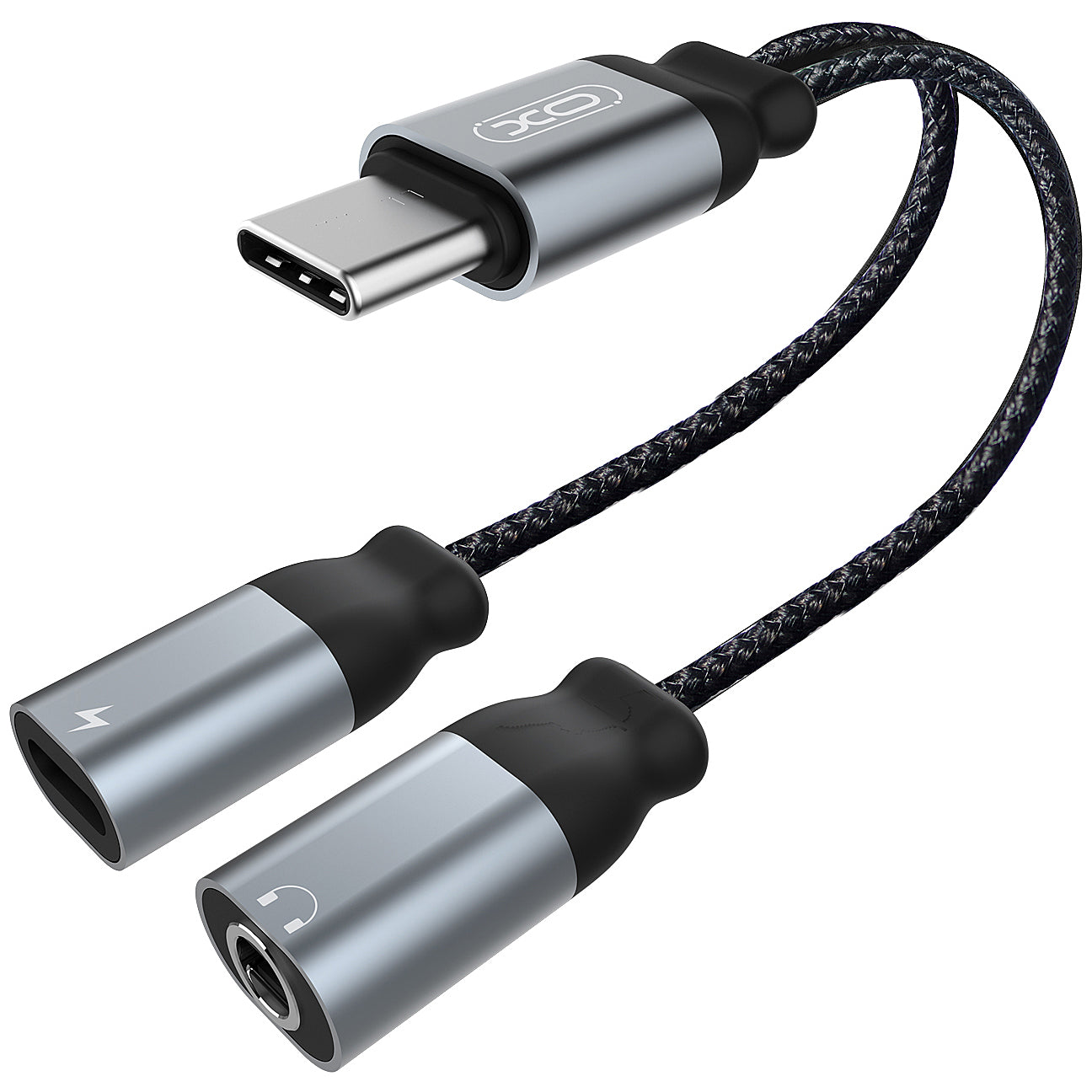 Audio adaptér USB-C - USB-C / 3.5mm XO Design NBR160B, Černý
