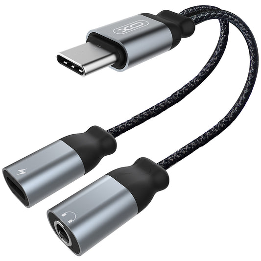 Audio adaptér USB-C - USB-C / 3.5mm XO Design NBR160B, Černý