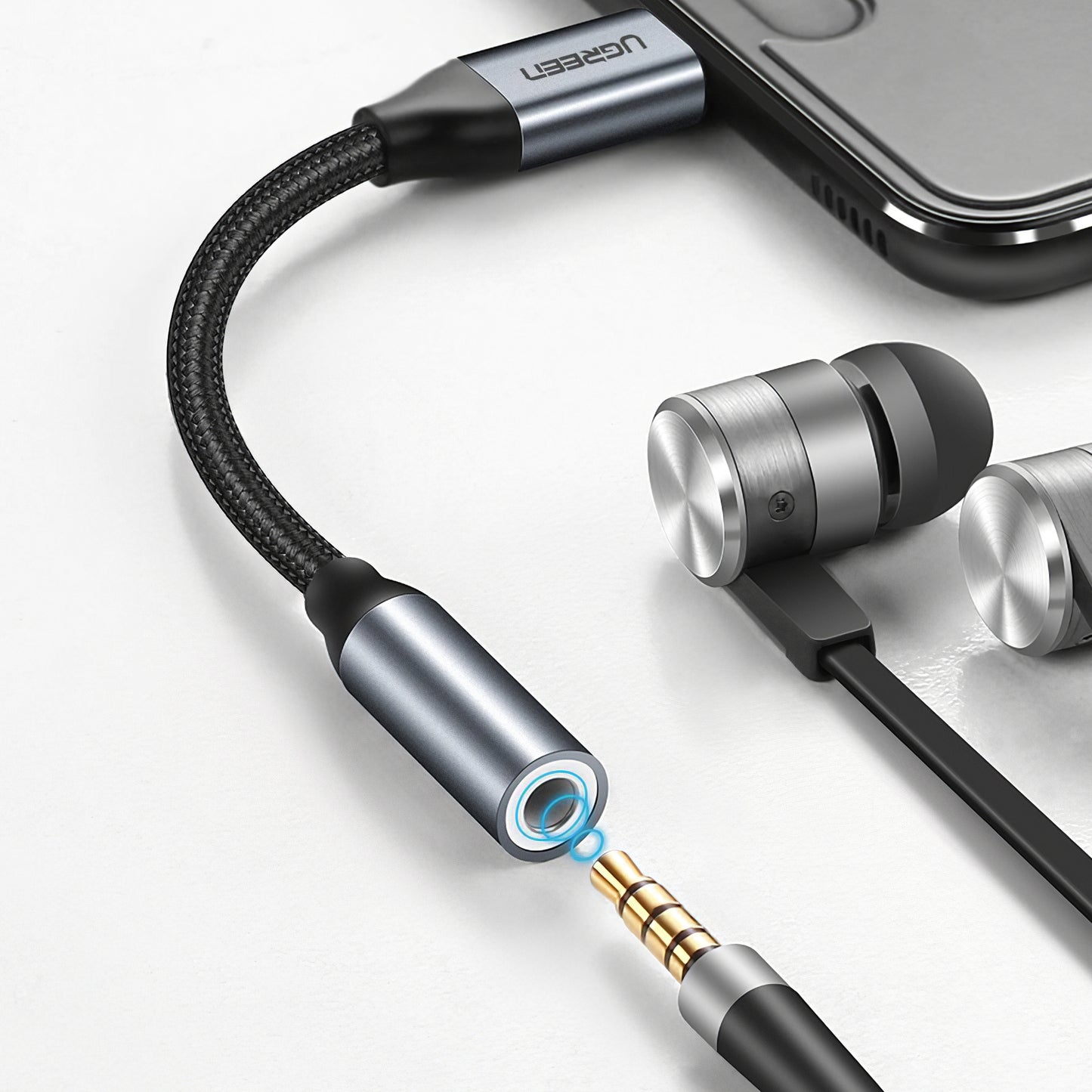 Audio adaptér USB-C - 3.5mm UGREEN AV142, Šedý