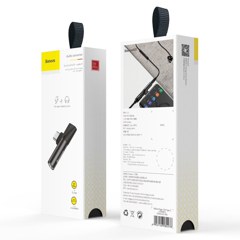 Audio adaptér USB-C - USB-C / 3,5 mm Baseus L41, černý CATL41-01