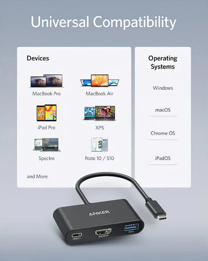 Audio a Video Adaptér USB-C - USB-C / HDMI / USB-A Anker PowerExpand, Černý A8339HA1