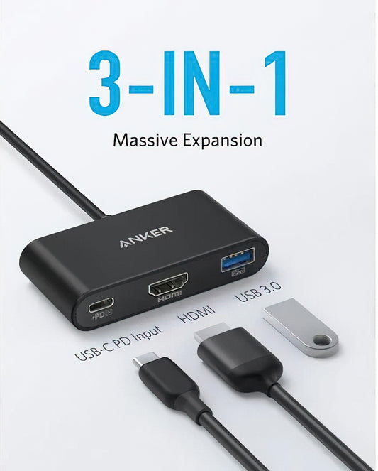 Audio a Video Adaptér USB-C - USB-C / HDMI / USB-A Anker PowerExpand, Černý A8339HA1