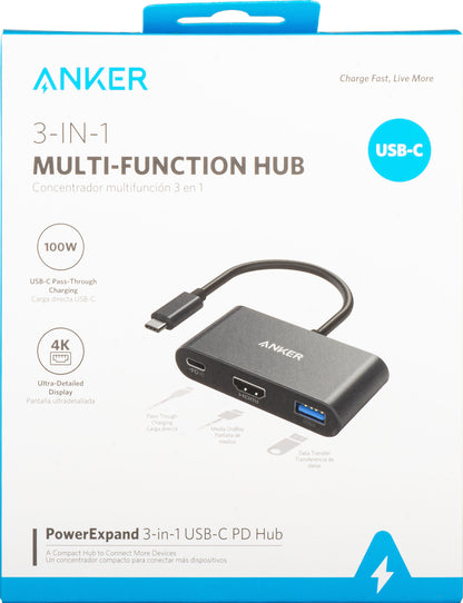 Audio a Video Adaptér USB-C - USB-C / HDMI / USB-A Anker PowerExpand, Černý A8339HA1