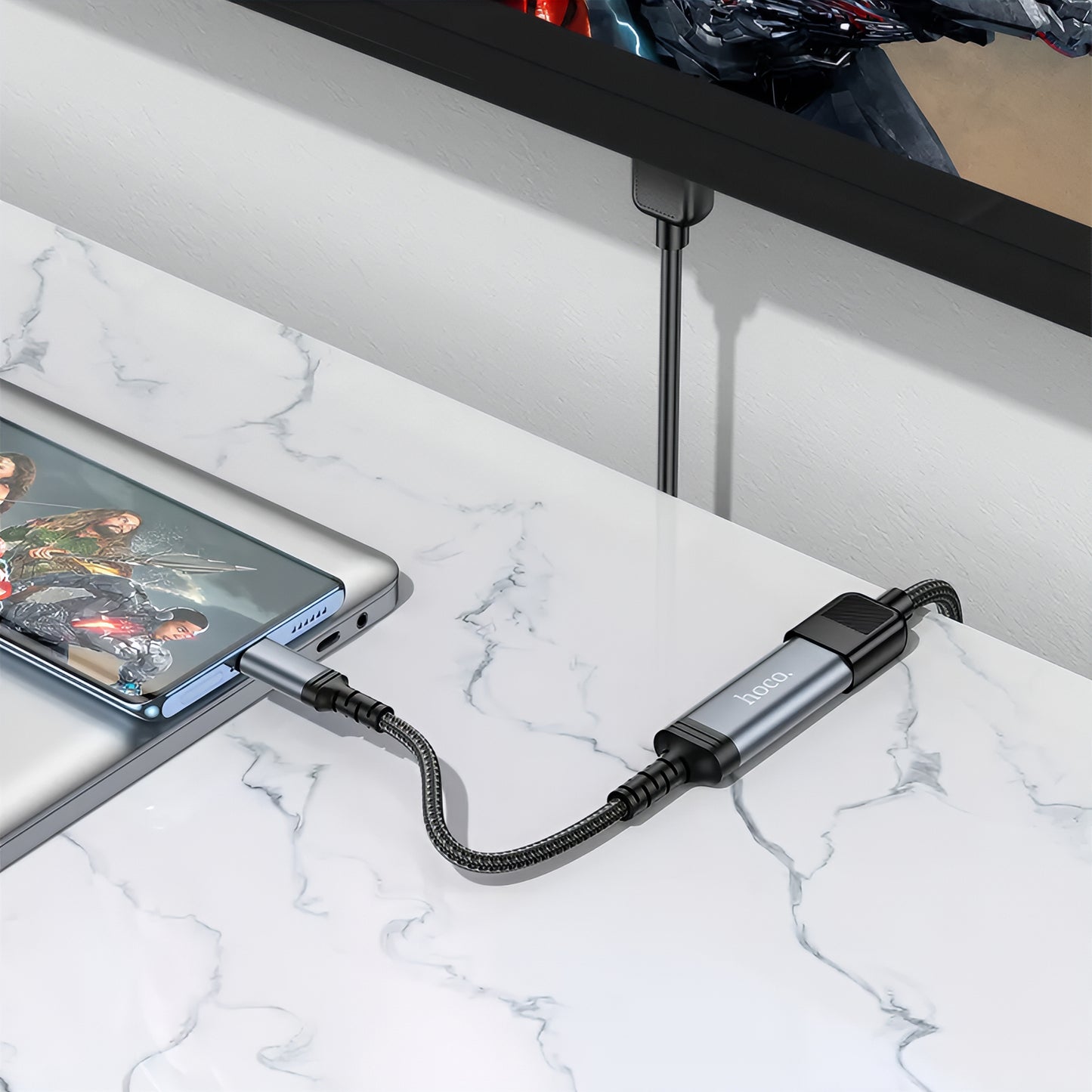 Audio a Video Adaptér USB-C - HDMI HOCO UA43A, Šedý