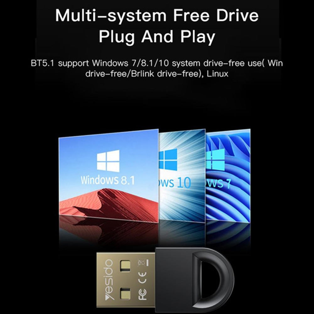 Adaptér Bluetooth USB Yesido YAU34, Černý