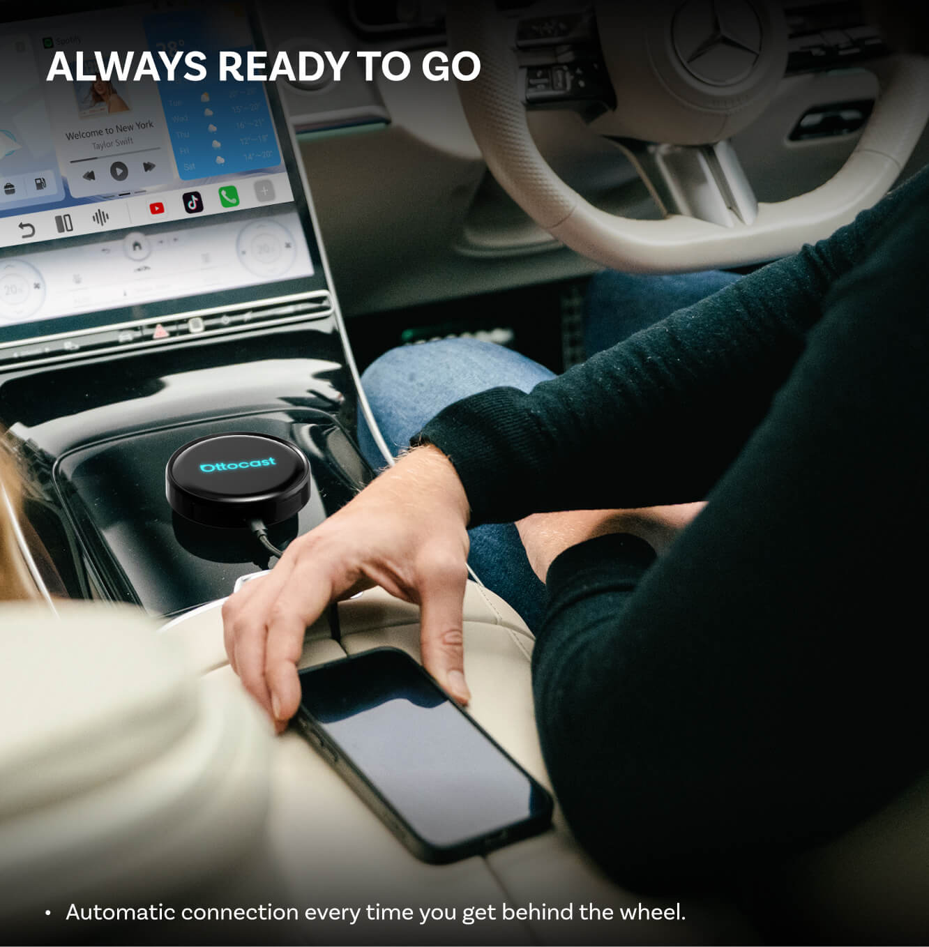 Bezdrátový adaptér Carplay / Android Auto Ottocast OttoAibox P3 Pro pro Apple iPhone / Android Series, znovu zabalený PCS61-T