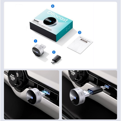 Bezdrátový adaptér Carplay / Android Auto Ottocast Mini Slim Tube pro Apple iPhone / Android Series CP88-T4
