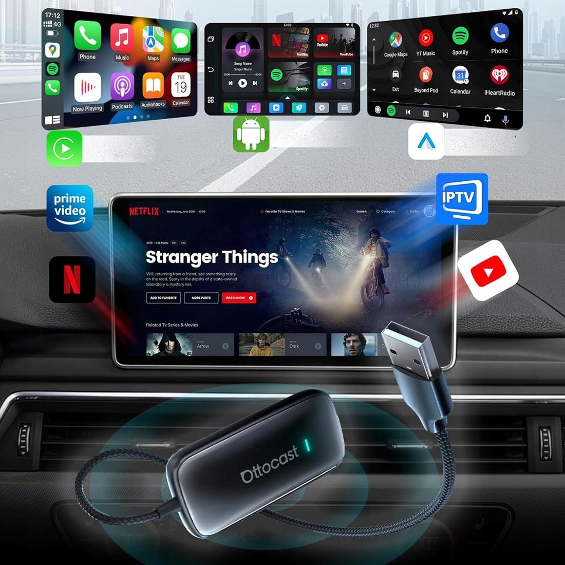 Bezdrátový adaptér Carplay / Android Auto Ottocast Play2Video Ultra pro Apple iPhone / Android Series CA515-T