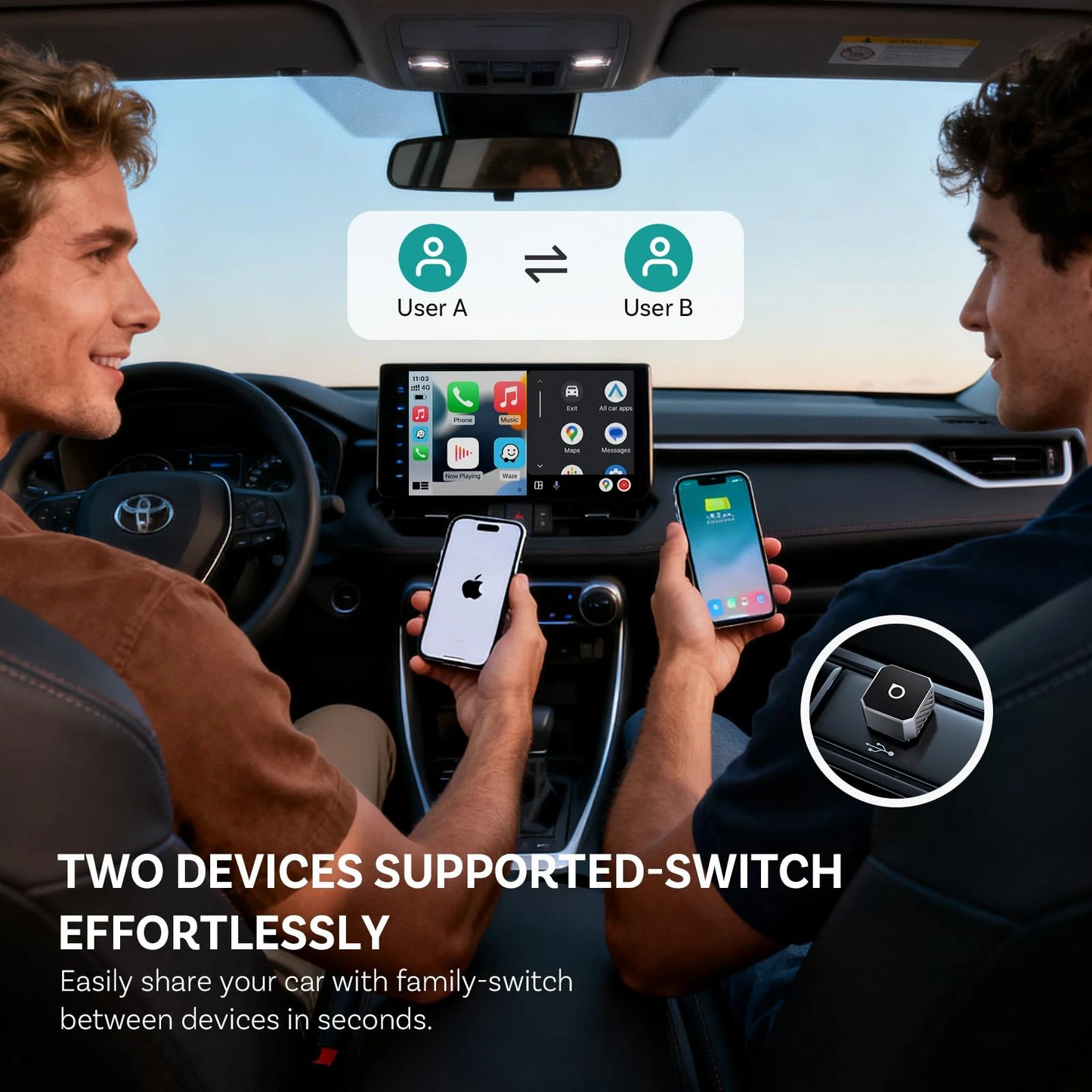 Bezdrátový adaptér Carplay / Android Auto Ottocast Mini Cube Style C pro Apple iPhone / Android Series CP88-T3