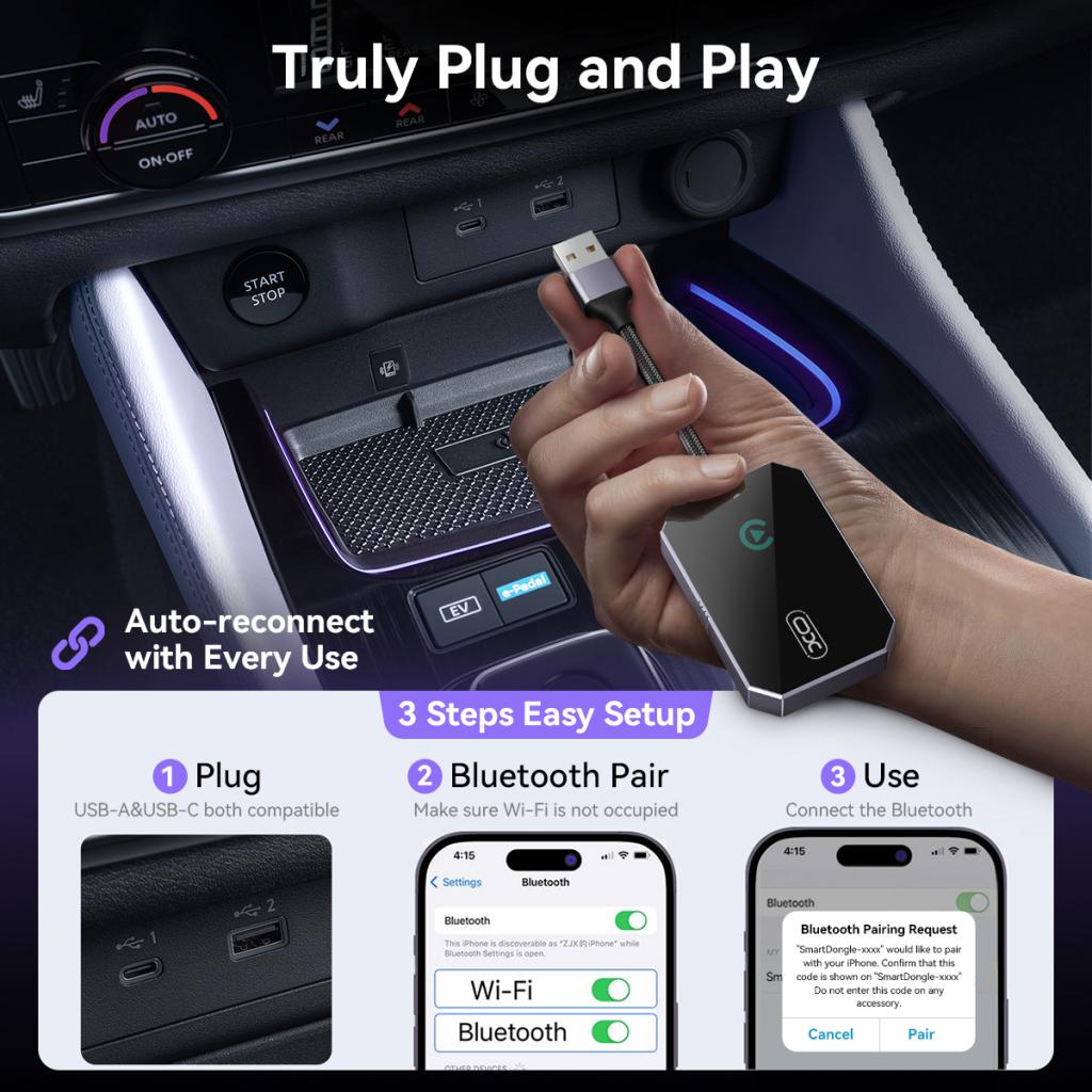 Bezdrátový adaptér Carplay XO Design CZ016 pro Apple iPhone Series