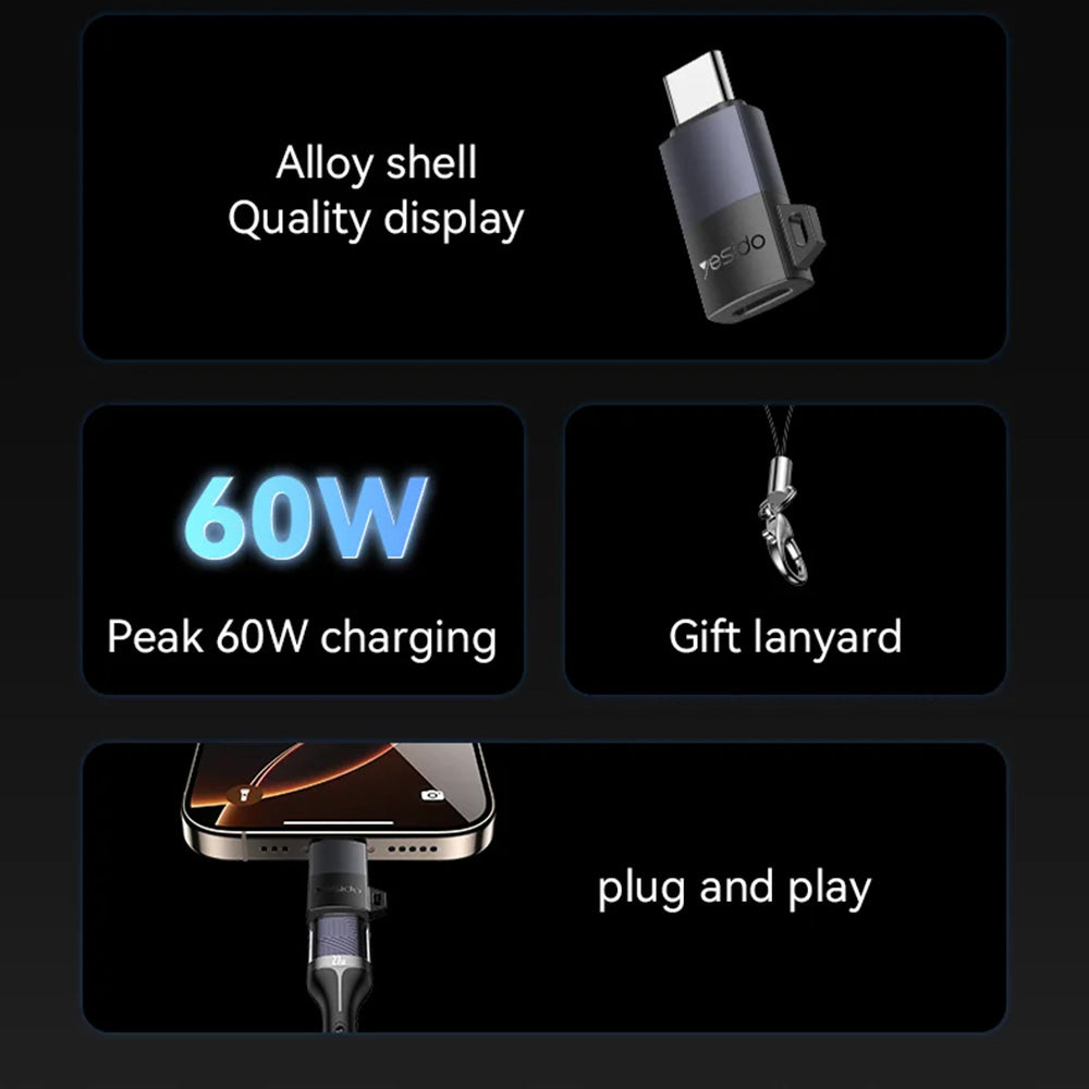 Lightning Data and Charging Adapter - USB-C Yesido GS28, Gray