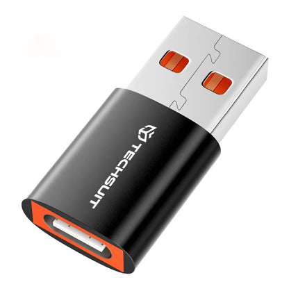 Adaptér pro data a nabíjení USB-C - USB-A Techsuit A5 HyperPort, Černý Oranžový