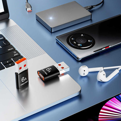 Adaptér pro data a nabíjení USB-C - USB-A Techsuit A5 HyperPort, Černý Oranžový