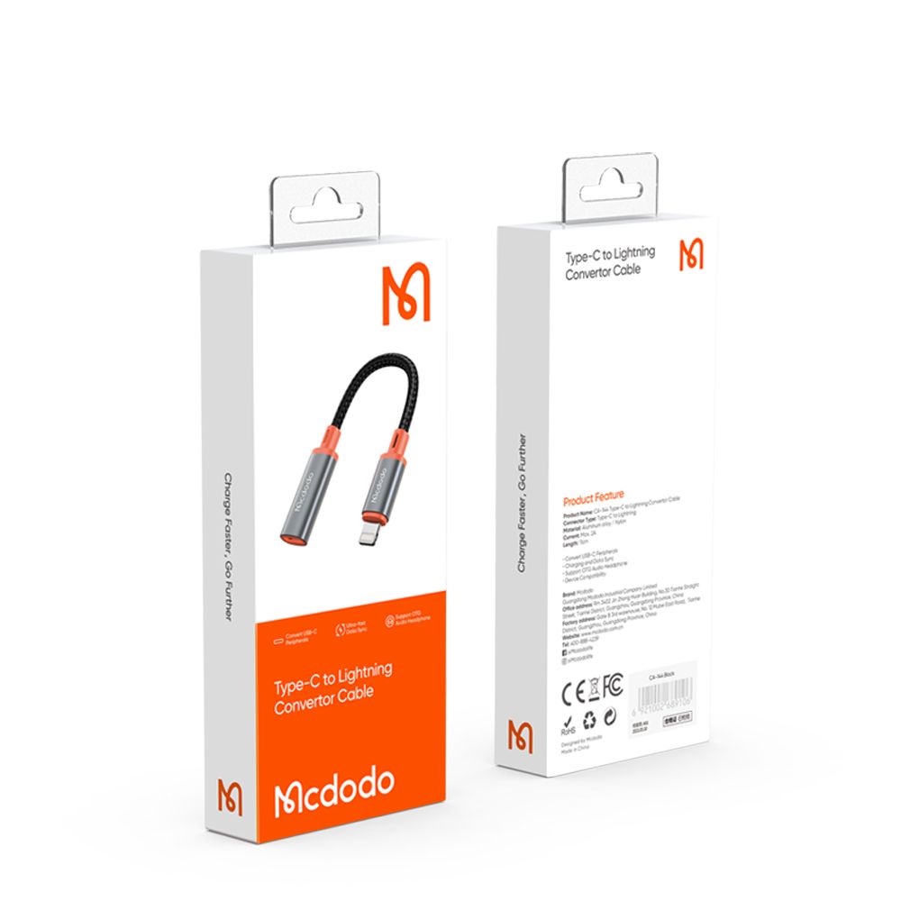 Adaptér pro data a nabíjení USB-C - Lightning McDodo CA-1440, černý