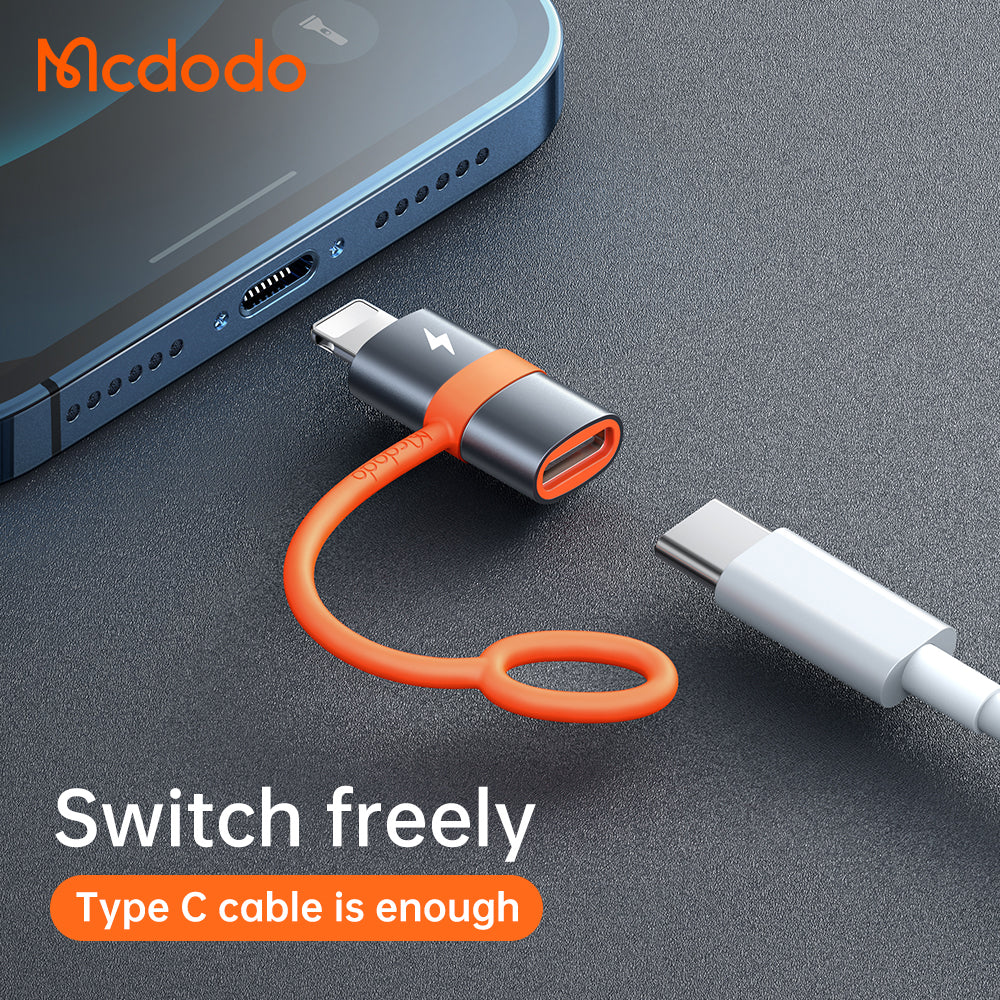 Adaptér pro data a nabíjení USB-C - Lightning McDodo OT-0510, šedý