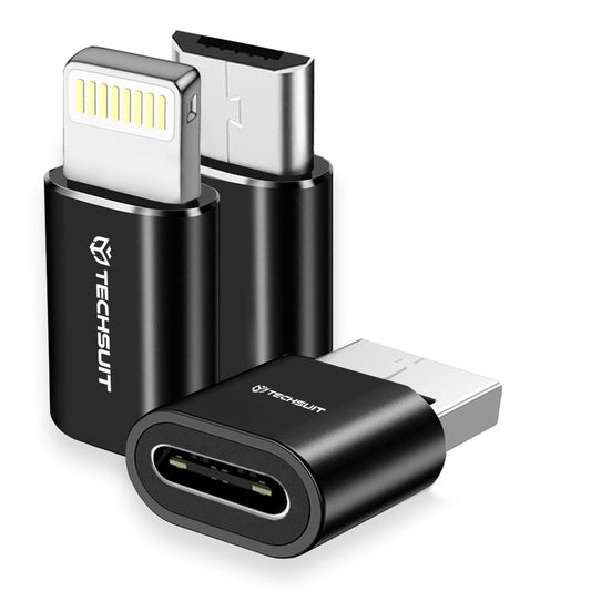 Adaptér pro data a nabíjení USB-C - Lightning / microUSB / USB-A Techsuit A19 TriFlashX 3v1, Černý