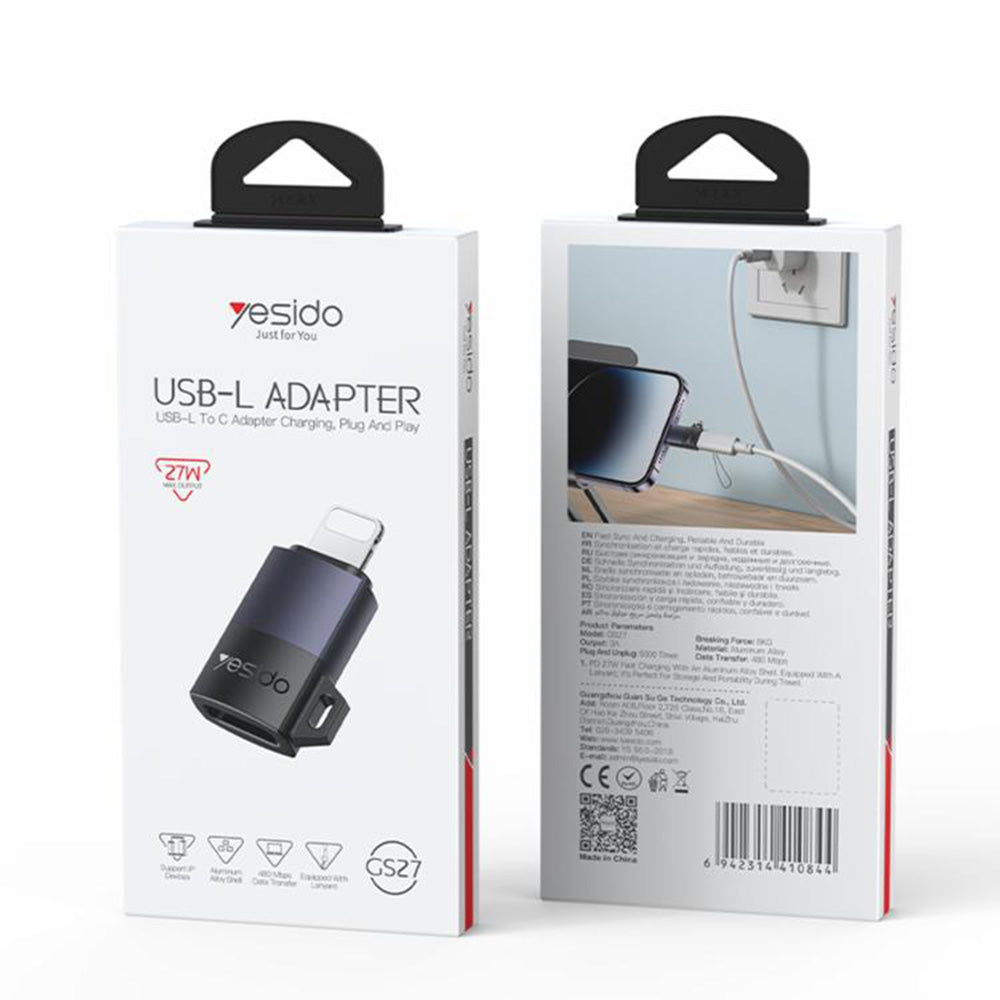 Adaptér pro data a nabíjení USB-C - Lightning Yesido GS27, šedý