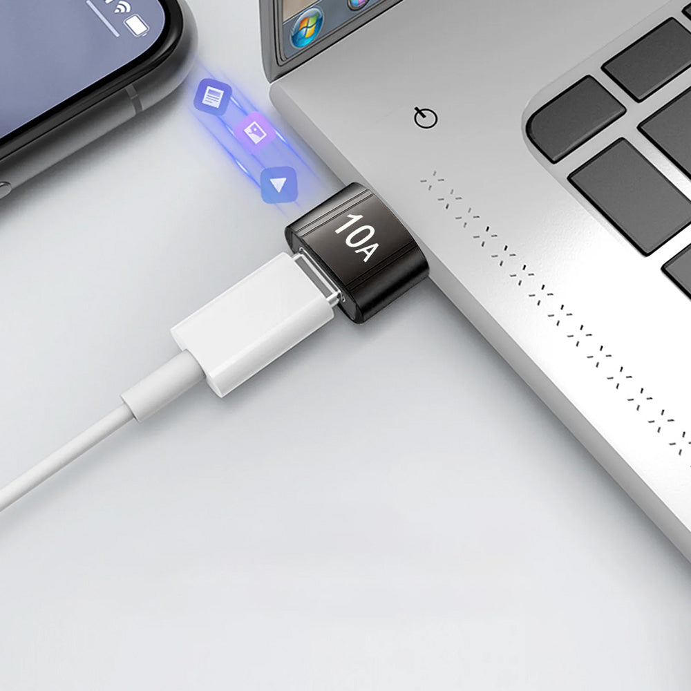 Adaptér pro data a nabíjení USB-C - USB-A Techsuit A7 HyperPort, černá oranžová