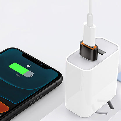 Adaptér pro data a nabíjení USB-C - USB-A Techsuit A7 HyperPort, černá oranžová