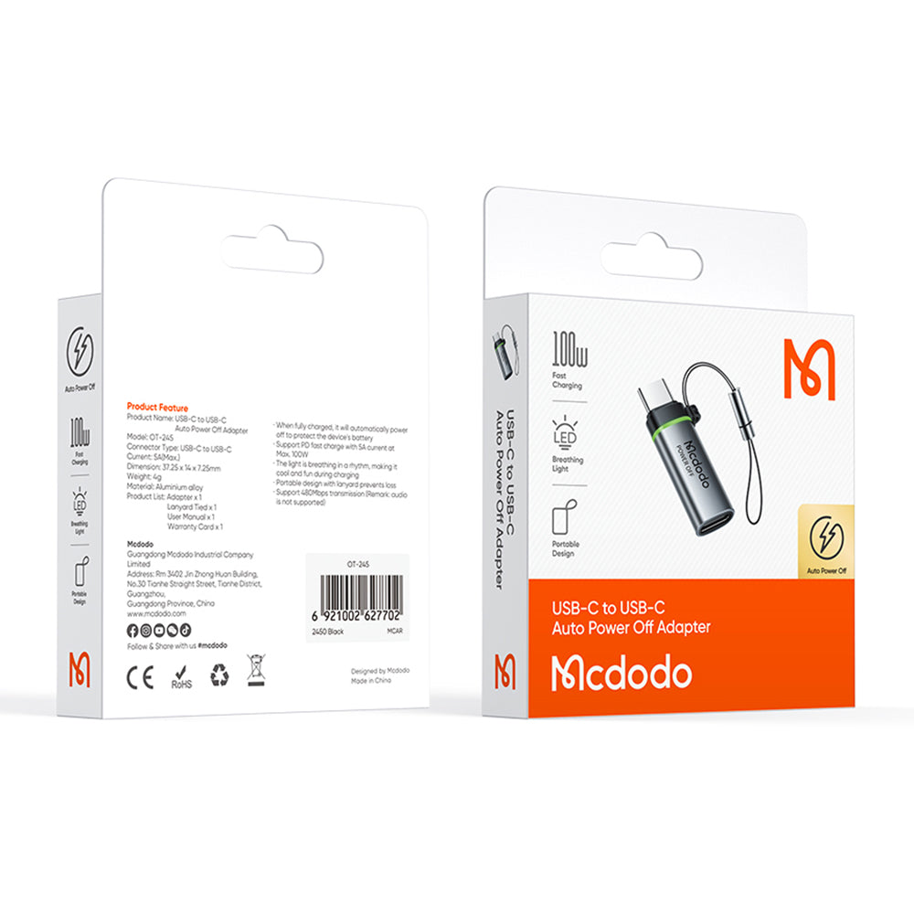 USB-C Data and Charging Adapter - USB-C McDodo OT-2450 Power Off, Black