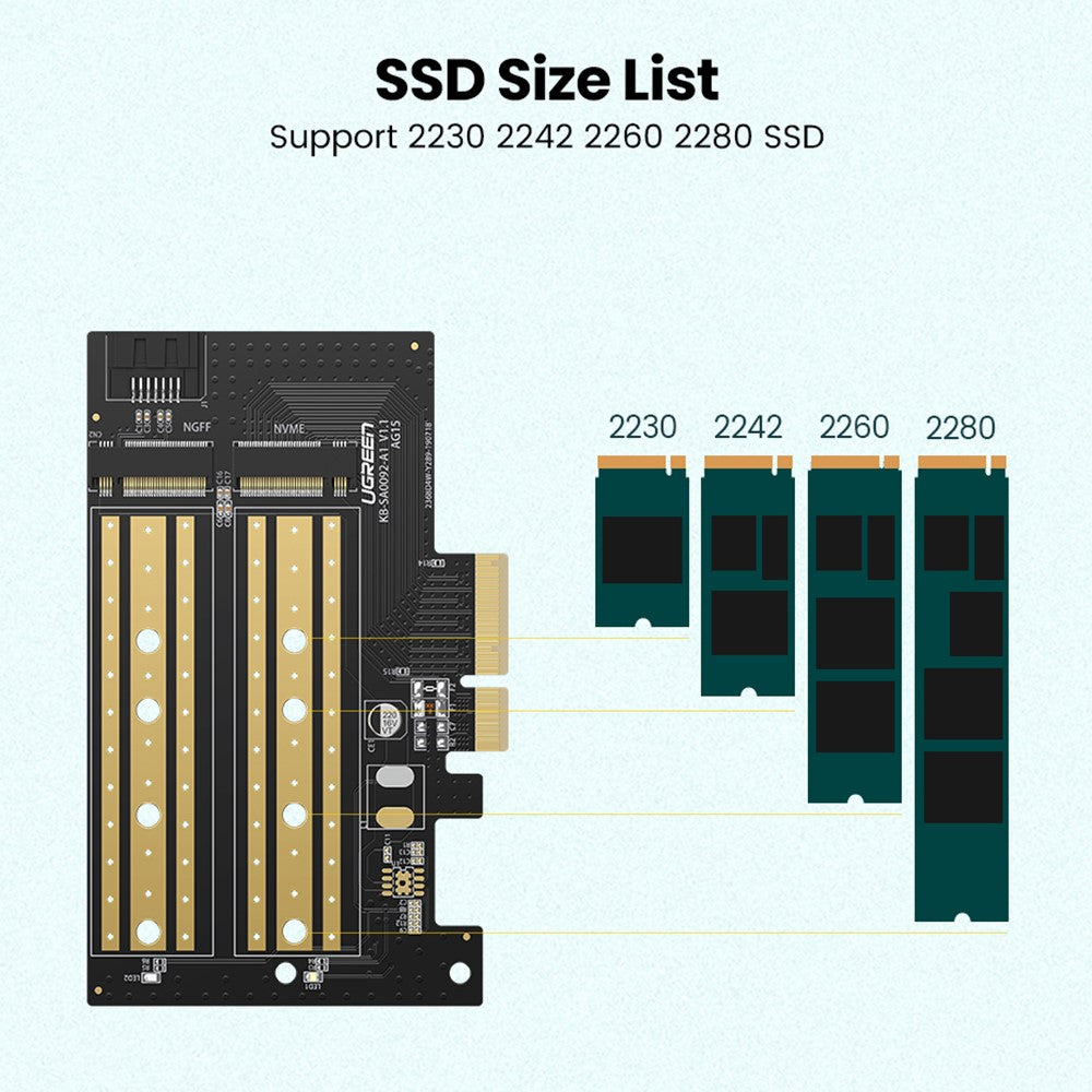 Adaptér rozhraní SSD UGREEN CM302 (70504), NVMe M.2 / SATA - PCIe 3.0 X4