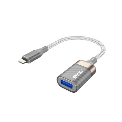Adaptér OTG Lightning - USB-A BWOO BZ70, Šedý