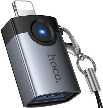 OTG Lightning adaptér - USB-A HOCO UA46, šedý