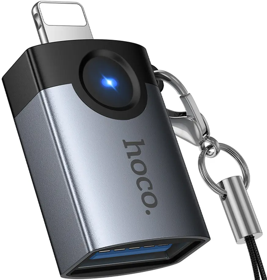 OTG Lightning adaptér - USB-A HOCO UA46, šedý