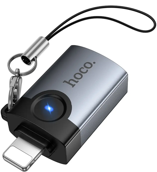 OTG Lightning adaptér - USB-A HOCO UA46, šedý