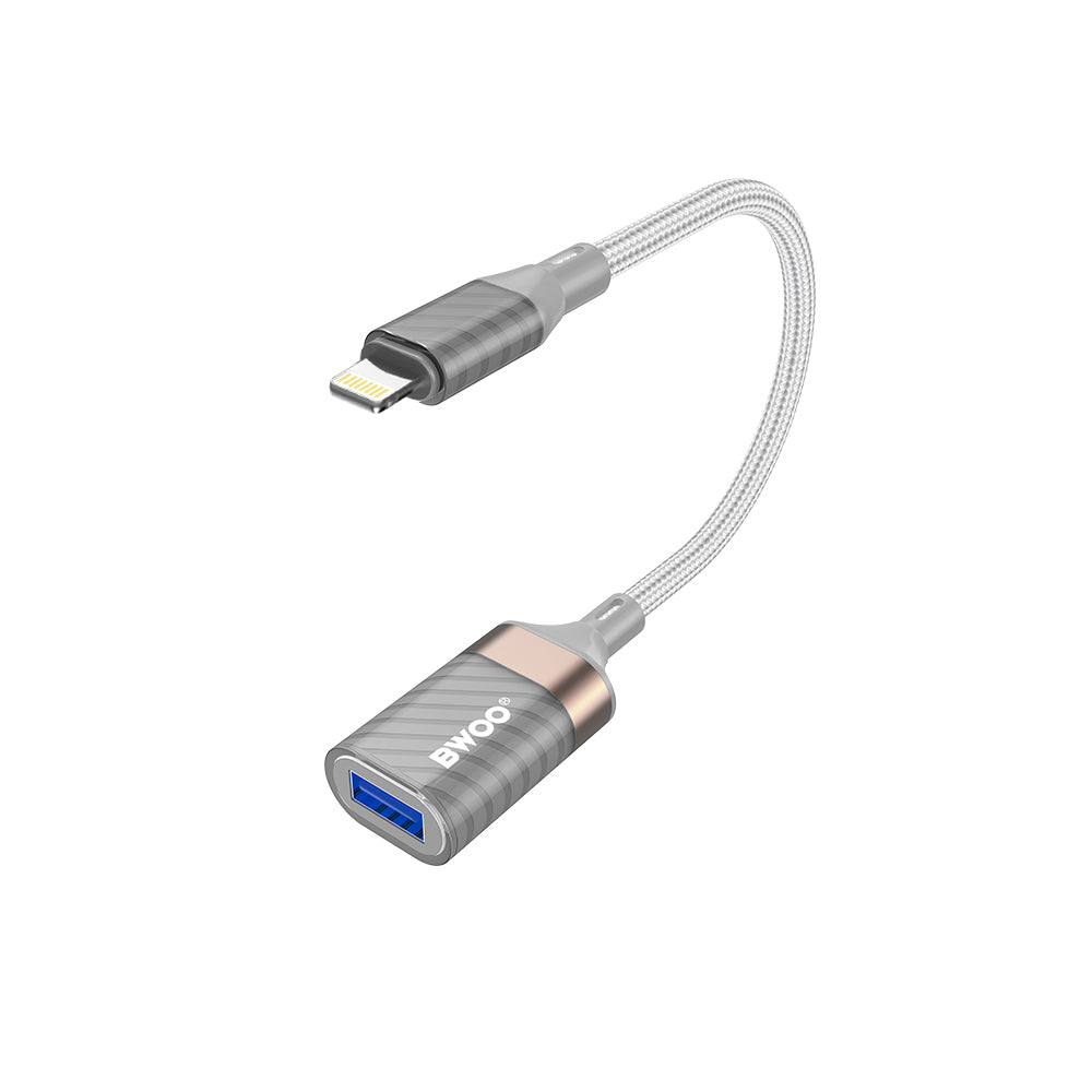 Adaptér OTG Lightning - USB-A BWOO BZ70, Šedý