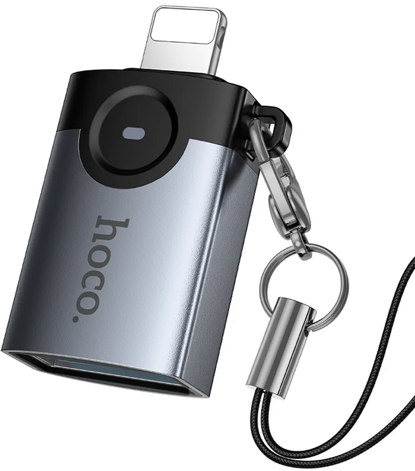OTG Lightning adaptér - USB-A HOCO UA46, šedý