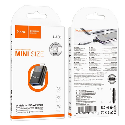 OTG Lightning adaptér - USB-A HOCO UA36, černý
