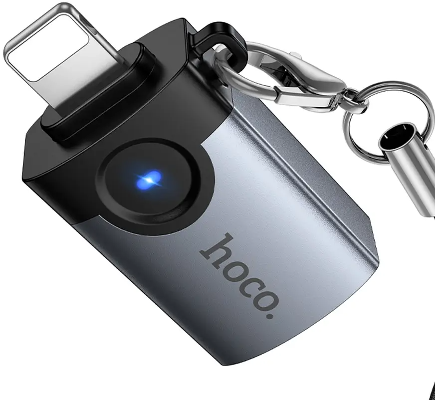 OTG Lightning adaptér - USB-A HOCO UA46, šedý