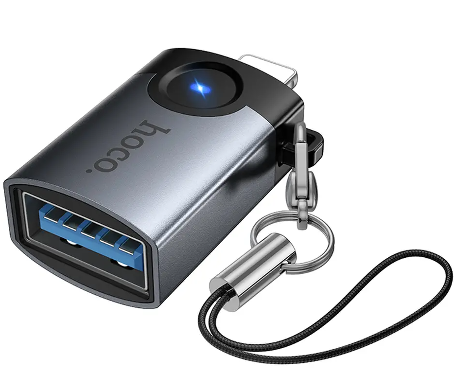 OTG Lightning adaptér - USB-A HOCO UA46, šedý