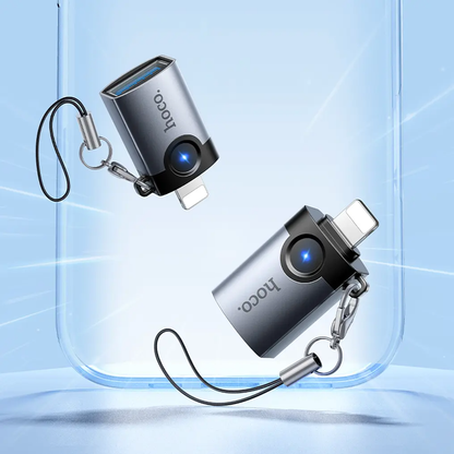 OTG Lightning adaptér - USB-A HOCO UA46, šedý
